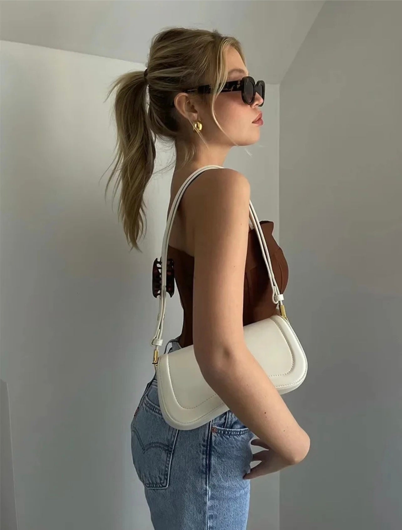 New French style handbag, single shoulder underarm for women.