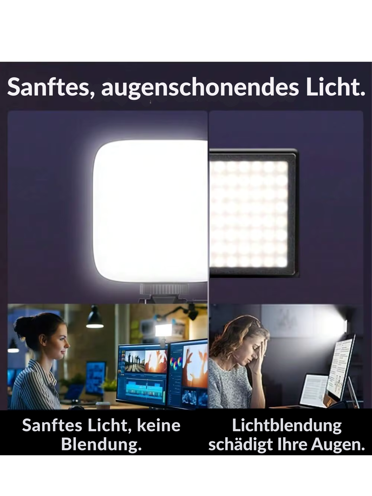 Rechargeable selfie light, fill light with clip, video light for selfies.